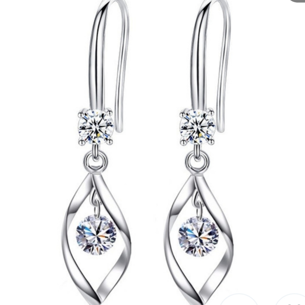 Sterling Silver Dangle Sparkle Earrings